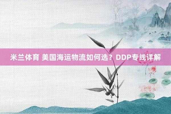 米兰体育 美国海运物流如何选?DDP专线详解