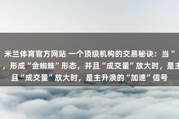 米兰体育官方网站 一个顶级机构的交易秘诀:当“5日线”和“10日线”,形成“金蜘蛛”形态,并且“成交量”放大时,是主升浪的“加速”信号