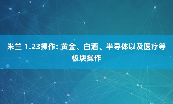 米兰 1.23操作: 黄金、白酒、半导体以及医疗等板块操作