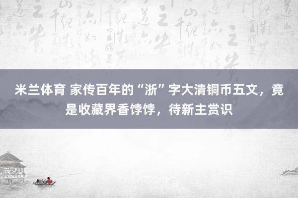 米兰体育 家传百年的“浙”字大清铜币五文，竟是收藏界香饽饽，待新主赏识